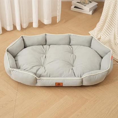 All-Season Anti-Slip Plush Dog Bed with Washable Luxury Pillow and Durable Base for Cats and Dogs