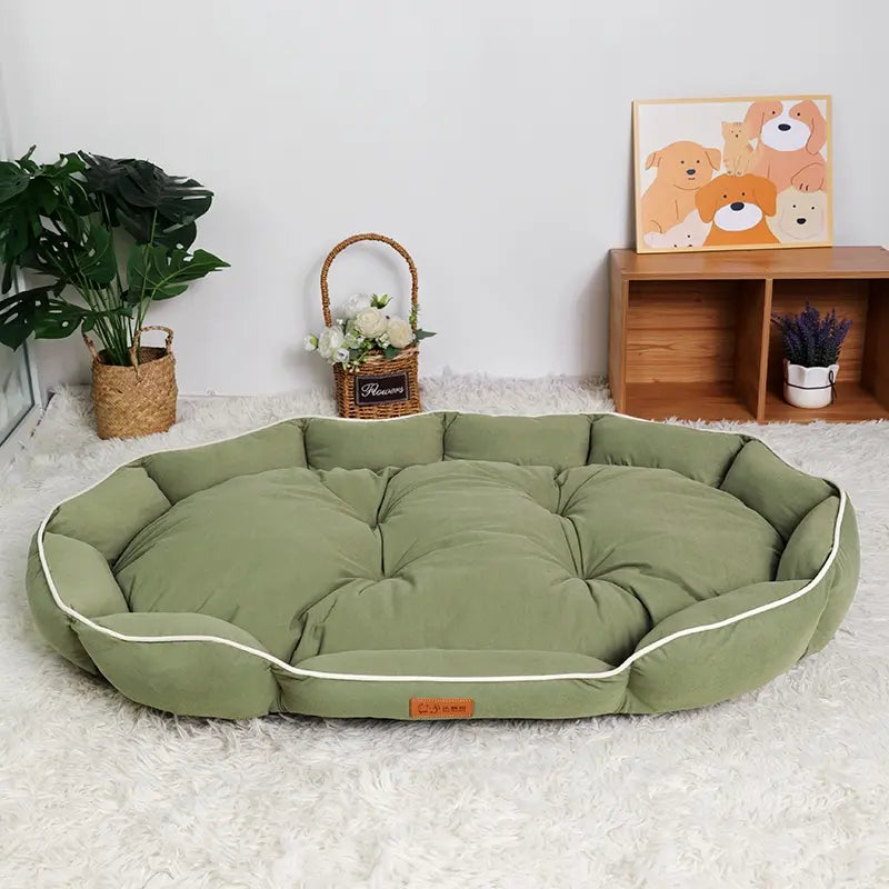 All-Season Anti-Slip Plush Dog Bed with Washable Luxury Pillow and Durable Base for Cats and Dogs