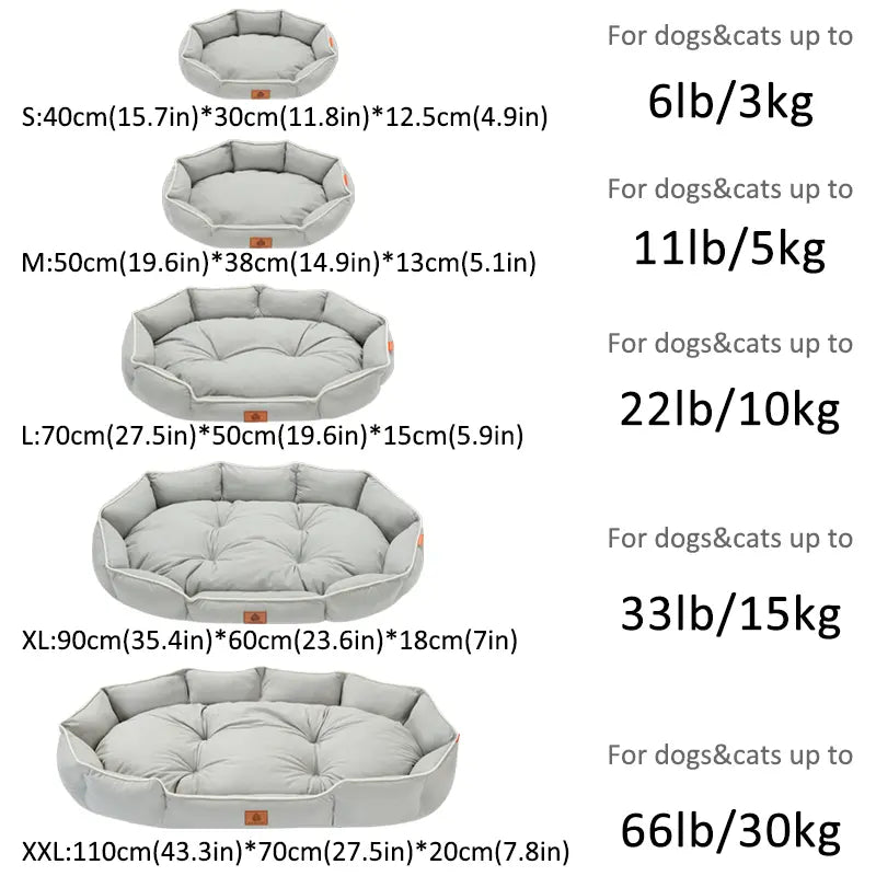All-Season Anti-Slip Plush Dog Bed with Washable Luxury Pillow and Durable Base for Cats and Dogs
