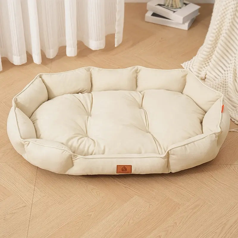 All-Season Anti-Slip Plush Dog Bed with Washable Luxury Pillow and Durable Base for Cats and Dogs