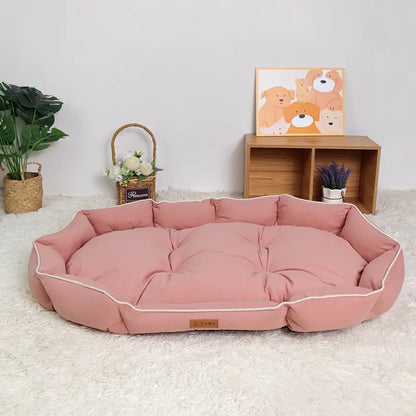 All-Season Anti-Slip Plush Dog Bed with Washable Luxury Pillow and Durable Base for Cats and Dogs
