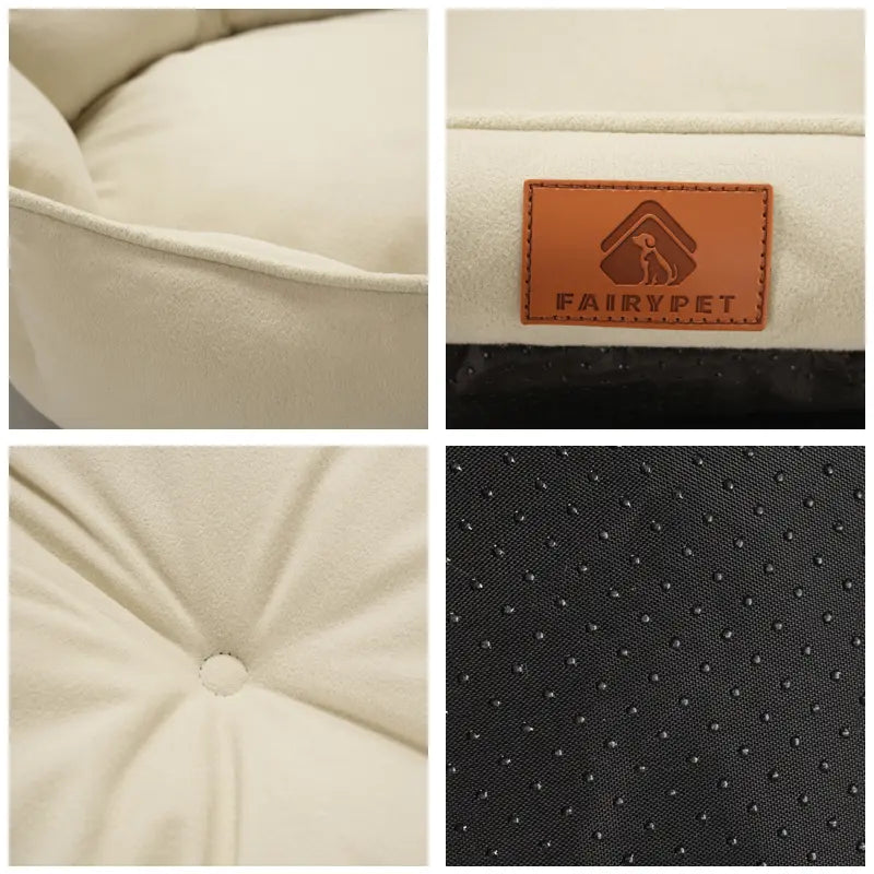 All-Season Anti-Slip Plush Dog Bed with Washable Luxury Pillow and Durable Base for Cats and Dogs