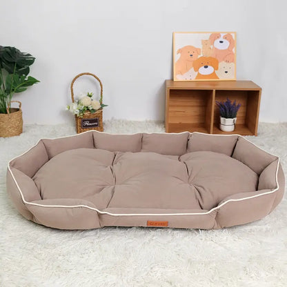 All-Season Anti-Slip Plush Dog Bed with Washable Luxury Pillow and Durable Base for Cats and Dogs