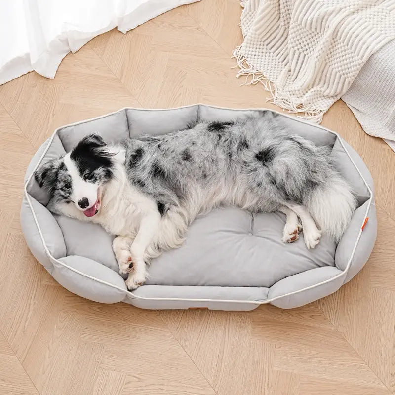 All-Season Anti-Slip Plush Dog Bed with Washable Luxury Pillow and Durable Base for Cats and Dogs