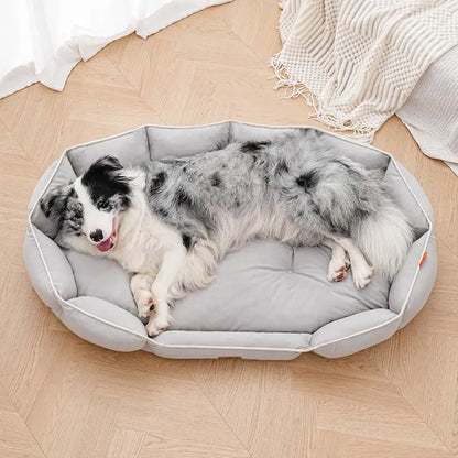 All-Season Anti-Slip Plush Dog Bed with Washable Luxury Pillow and Durable Base for Cats and Dogs