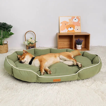 All-Season Anti-Slip Plush Dog Bed with Washable Luxury Pillow and Durable Base for Cats and Dogs