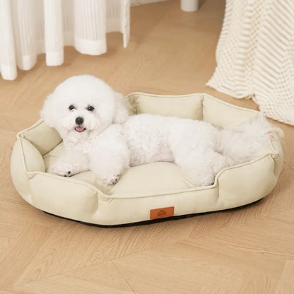 All-Season Anti-Slip Plush Dog Bed with Washable Luxury Pillow and Durable Base for Cats and Dogs